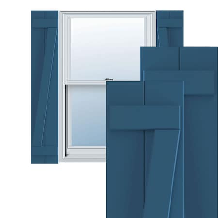 True Fit PVC Two Board Joined Board-n-Batten Shutters W/Z-Bar, Sojourn Blue , 10 3/4W X 27H